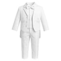 iGilrDress Baby/Toddler/Boys White Baptism Christening Mandarin Collar Tail 5 pcs Tuxedo with Cross Embroidery