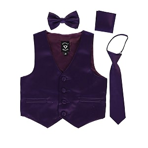 igirldress boys 4 piece formal satin vest set zipper tie bowtie hanky