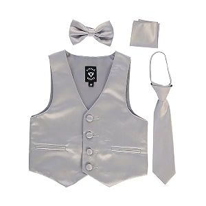 igirldress boys 4 piece formal satin vest set zipper tie bowtie hanky