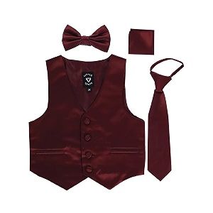 igirldress boys 4 piece formal satin vest set zipper tie bowtie hanky