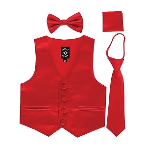 igirldress boys 4 piece formal satin vest set zipper tie bowtie hanky