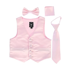 igirldress boys 4 piece formal satin vest set zipper tie bowtie hanky