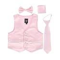 iGirlDress Boys 4 Piece Formal Satin Vest Set Zipper Tie Bowtie Hanky