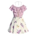 iGirlDress Girls Off Shoulder Crop Ruffle Layered Top and Skirt Set Outfit USA 4-14