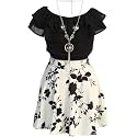 iGirlDress Girls Off Shoulder Crop Ruffle Layered Top and Skirt Set Outfit USA 4-14
