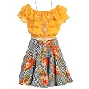 iGirlDress Girls Off Shoulder Crop Ruffle Layered Top and Skirt Set Outfit USA 4-14