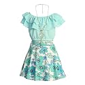 iGirlDress Girls Off Shoulder Crop Ruffle Layered Top and Skirt Set Outfit USA 4-14