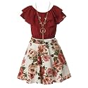 iGirlDress Girls Off Shoulder Crop Ruffle Layered Top and Skirt Set Outfit USA 4-14