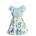 iGirlDress Girls Off Shoulder Crop Ruffle Layered Top and Skirt Set Outfit USA 4-14