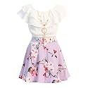 iGirlDress Girls Off Shoulder Crop Ruffle Layered Top and Skirt Set Outfit USA 4-14