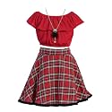 iGirlDress Girls Off Shoulder Crop Ruffle Layered Top and Skirt Set Outfit USA 4-14