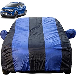 ignis dustproof car cover with mirror amp antenna pockets royal blue stripes taffeta polystertriple stitched compatible with maruti ignis car cover 2012 to 2024 ignis car accessories
