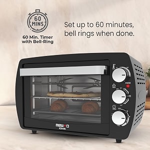 ignis from the house of link 191l 1200w oven toaster amp grill motorised rotisseries amp convection heating 5 heating modes black 60 min timer with bell ring  2 years warranty