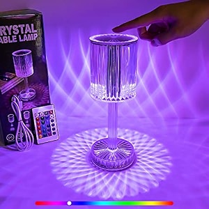 crystal diamond table lamp with touch control and remote control 16 color changing usb rechargeable desk lamp modern lighting dcor for home office restaurants wedding etc