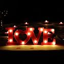 ignitate Love Shaped Marquee Sign Night Lights, Battery Operated LED Lamp for Desk, Table, Wall Décor, Baby Nursery Lamp (10 LED Bulbs, Warm White Light) (Red)