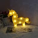 Unicorn Shaped Marquee Sign Night Light for Children, Battery Operated LED Animal Sign for Desk, Table, Wall Decoration (9 LED Bulb, Warm White Light) (Yellow)
