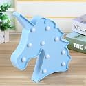 Unicorn Shaped Marquee Sign Night Light for Children, Battery Operated LED Animal Sign for Desk, Table, Wall Decoration (9 LED Bulb, Warm White Light) (Blue)