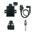 Ignition Coil with CDI Box&Starter Solenoid Relay Replacement for Kawasaki Bayou 220 250 KLF220 KLF250 1996-2011,Part# 21119-1457 21121-1160 92070-1019 21160-1085 27010-1254