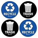 IGNIXIA Recycle & Trash Stickers Combo, Trash Bin Decals Recycle Sticker Trash Symbols Sticker 4 X 4 Inches PVC Vinyl Self Adhesive (Blue and Black)