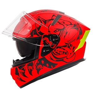 ignyte ign-4 pitbull isidot certified full face graphic helmet with outer anti-fog clear visor and inner smoke sun shield x-large 620 mm glossy fluo watermelon black