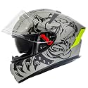 Ignyte IGN-4 Pitbull ISI/DOT Certified Full Face Graphic Helmet with Outer Anti-Fog Clear Visor and Inner Smoke Sun Shield (X-Large 620 MM, Glossy Titanium Grey Black)