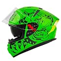 Ignyte IGN-4 Pitbull ISI/DOT Certified Full Face Graphic Helmet with Outer Anti-Fog Clear Visor and Inner Smoke Sun Shield (Large 600 MM, Glossy Fluo Neon Black)