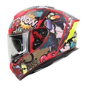 ignyte ign-4 subway surfer isidot certified double visor full face graphic helmet with outer anti-fog clear visor and inner smoke sun shield