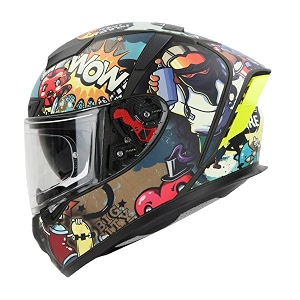 ignyte ign-4 subway surfer isidot certified double visor full face graphic helmet with outer anti-fog clear visor and inner smoke sun shield