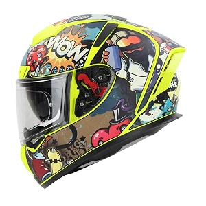 ignyte ign-4 subway surfer isidot certified double visor full face graphic helmet with outer anti-fog clear visor and inner smoke sun shield
