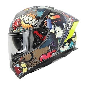 ignyte ign-4 subway surfer isidot certified double visor full face graphic helmet with outer anti-fog clear visor and inner smoke sun shield