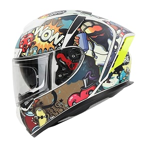 ignyte ign-4 subway surfer isidot certified double visor full face graphic helmet with outer anti-fog clear visor and inner smoke sun shield