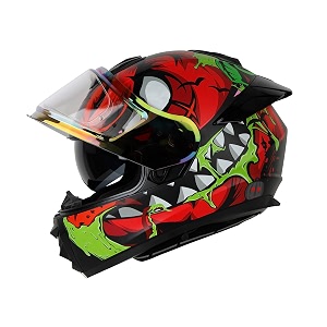 ignyte ign-8 pumpkin isidot certified full face graphic helmet with outer anti fog clear chrome border visor and inner smoke sun shield