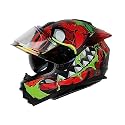 Ignyte IGN-8 Pumpkin ISI/DOT Certified Full Face Graphic Helmet with Outer Anti Fog Clear Chrome Border Visor and Inner Smoke Sun Shield