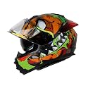 Ignyte IGN-8 Pumpkin ISI/DOT Certified Full Face Graphic Helmet with Outer Anti Fog Clear Chrome Border Visor and Inner Smoke Sun Shield
