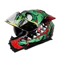 Ignyte IGN-8 Pumpkin ISI/DOT Certified Full Face Graphic Helmet with Outer Anti Fog Clear Chrome Border Visor and Inner Smoke Sun Shield