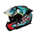 Ignyte IGN-8 Pumpkin ISI/DOT Certified Full Face Graphic Helmet with Outer Anti Fog Clear Chrome Border Visor and Inner Smoke Sun Shield