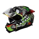 Ignyte IGN-8 Pumpkin ISI/DOT Certified Full Face Graphic Helmet with Outer Anti Fog Clear Chrome Border Visor and Inner Smoke Sun Shield