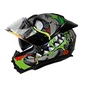 Ignyte IGN-8 Pumpkin ISI/DOT Certified Full Face Graphic Helmet with Outer Anti Fog Clear Chrome Border Visor and Inner Smoke Sun Shield