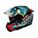 Ignyte IGN-8 Pumpkin ISI/DOT Certified Full Face Graphic Helmet with Outer Anti Fog Clear Chrome Border Visor and Inner Smoke Sun Shield