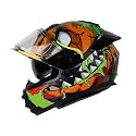 Ignyte IGN-8 Pumpkin ISI/DOT Certified Full Face Graphic Helmet with Outer Anti Fog Clear Chrome Border Visor and Inner Smoke Sun Shield