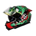 Ignyte IGN-8 Pumpkin ISI/DOT Certified Full Face Graphic Helmet with Outer Anti Fog Clear Chrome Border Visor and Inner Smoke Sun Shield