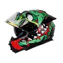 Ignyte IGN-8 Pumpkin ISI/DOT Certified Full Face Graphic Helmet with Outer Anti Fog Clear Chrome Border Visor and Inner Smoke Sun Shield