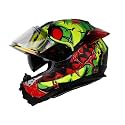 Ignyte IGN-8 Pumpkin ISI/DOT Certified Full Face Graphic Helmet with Outer Anti Fog Clear Chrome Border Visor and Inner Smoke Sun Shield