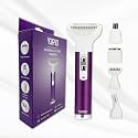 iGRiD 5 in 1 Face & Body Hair Trimmer for Women | 5 Heads - Bikini Shaver, Eyebrow, Nose and Ear | Rechargeable Hair Removal Machine, Purple