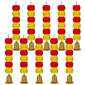 ihandikart super mini garland 14 inch pack of 10 artificial flower garland for makar sakranti navratri ganesh chaturthi amp festival decorationihk-hv33602-10