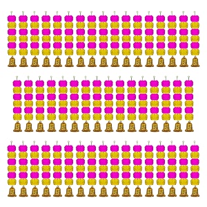 ihandikart artificial handmade 6 flower marigold super-mini garland with bell in the bottomflower decoration color yellow amp pink pack of 50 33603-50