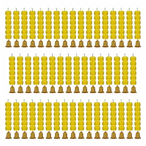 ihandikart artificial handmade 6 flower marigold super-mini garland with bell in the bottomflower decoration color yellow pack of 50 33601-50