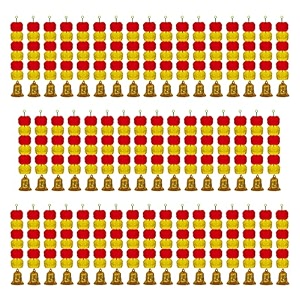 ihandikart artificial handmade 6 flower marigold super-mini garland with bell in the bottomflower decoration color yellow amp red pack of 50 33602-50