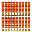 iHandikart Artificial Handmade 6 Flower Marigold Super-Mini Garland with Bell in the Bottom|Flower Decoration| Color Light &amp; Dark Orange Pack of 20 (33605-20)