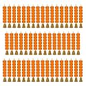 iHandikart Artificial Handmade 6 Flower Marigold Super-Mini Garland with Bell in The Bottom|Flower Decoration| Color Light Orange Pack of 50 (33608-50)